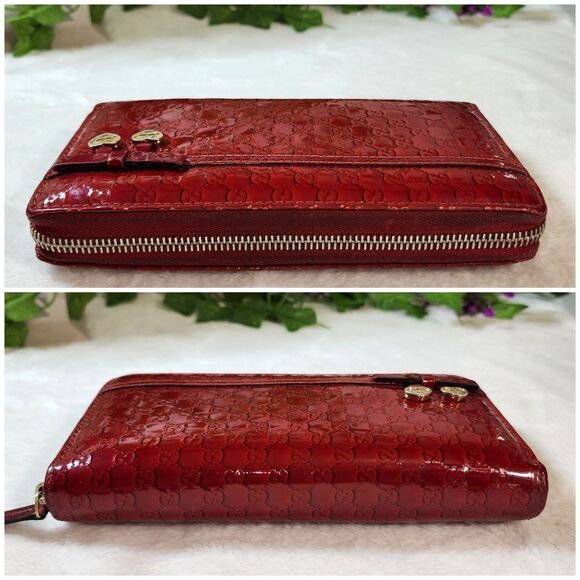 GUCCI GG PATENT LEATHER Microguccissima  LONG WALLET Authentic IN RED - Picture 17 of 17